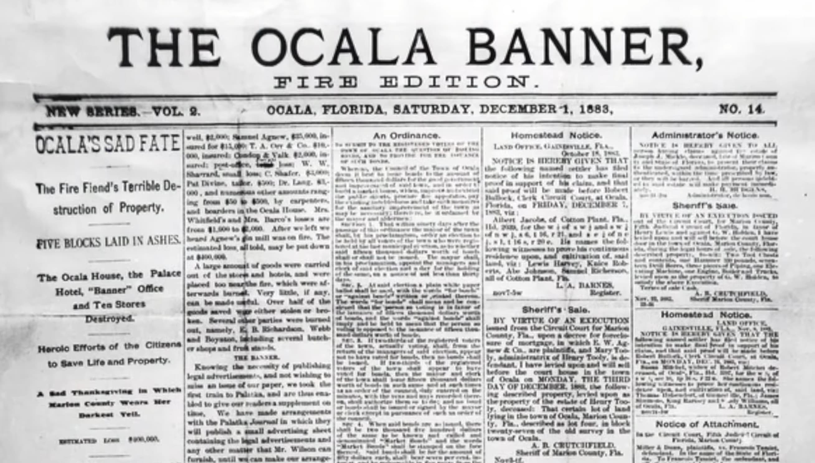 Ocala rebuilt in brick and steel after the 1883 fire